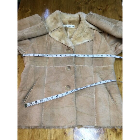 Vintage Excelled Womens Leather Jacket Size L Shearling Patchwork Penny Lane - Picture 7 of 9